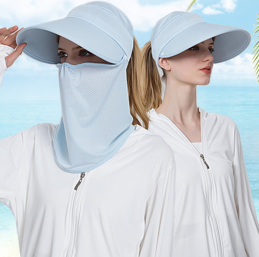 Women's New Style Ice-sensing Sunscreen Hat With Ponytail