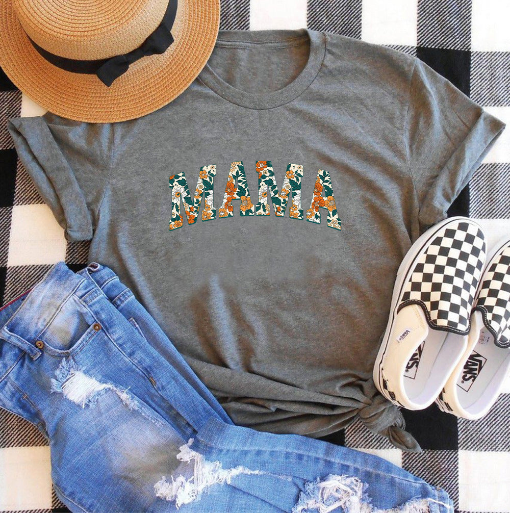 MAMA Mother's Day Letter Printed Casual T-shirt