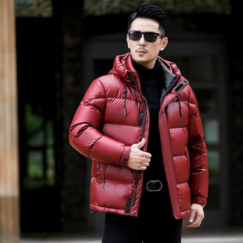 Mens Premium 90 White Duck Down Puffer Jacket With A Hood