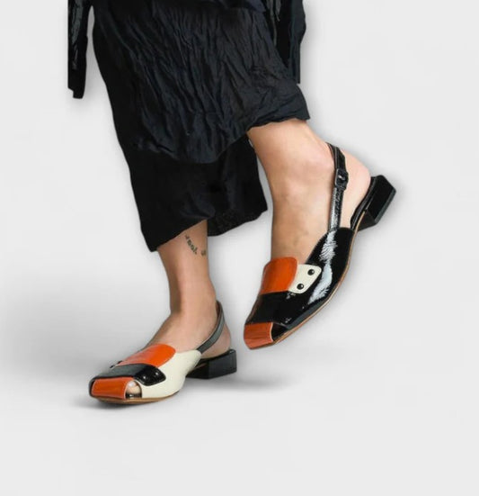 Color-blocked Buckle-strap Block-heeled Casual Plus-size Womens Sandals