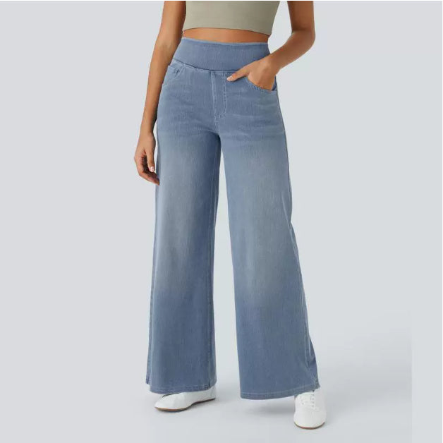 High Waist Straight Cat Beard Horse Riding Yoga Jeans