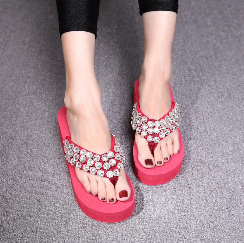 Crystal Plum Wedge Platform Women's Sandals