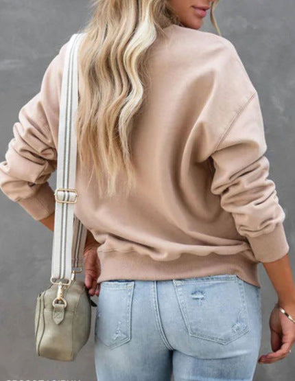Solid Color Women's New Zip Lapel Long Sleeve Pullover Sweater