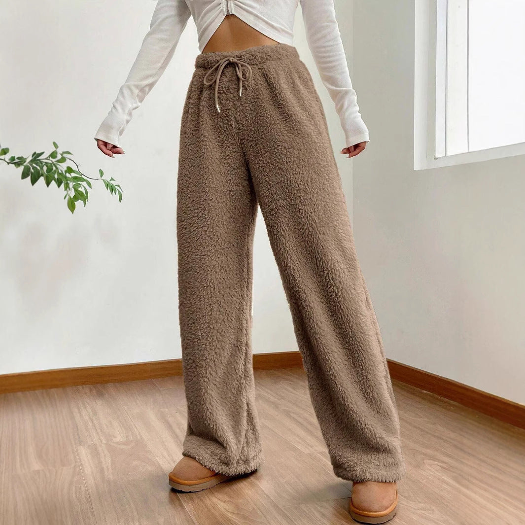 Plush Casual Loose Soft Wool Warm Home Pants
