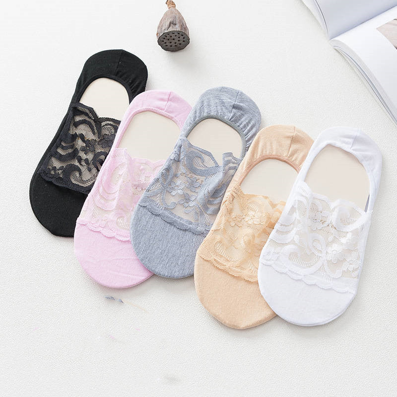 Women's Fashion Shallow Lace Boat Socks