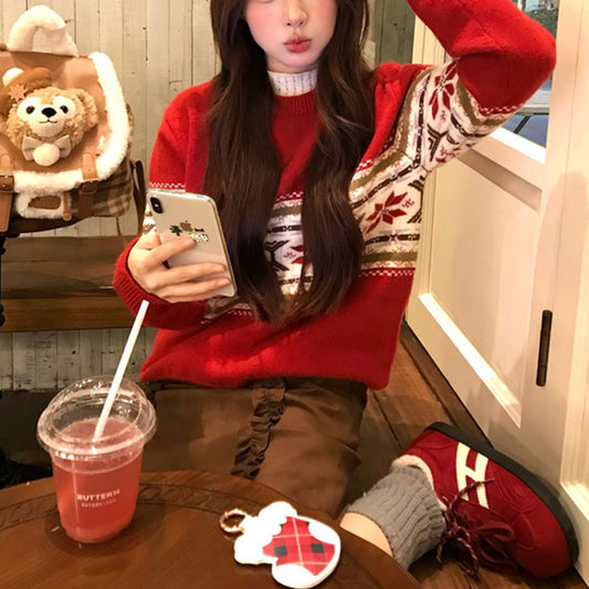 Womens Fashionable Retro Casual Knitted Sweater