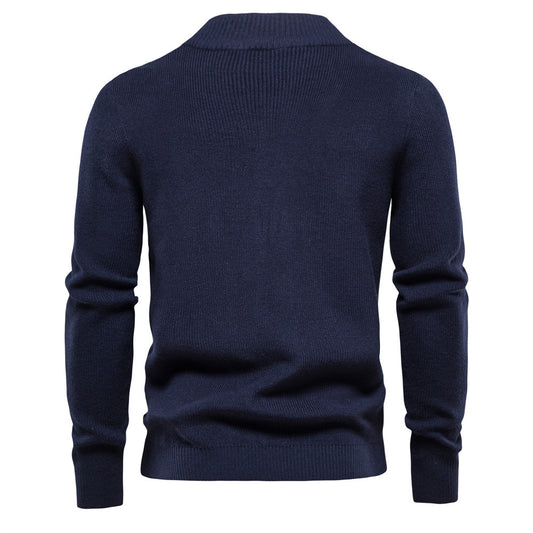 Men's Zipper Solid Color Sweater