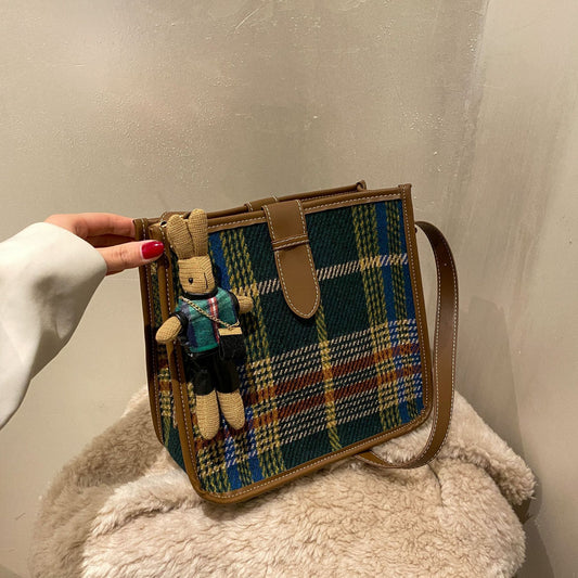 Women's Retro Plaid Crossbody Fashion Bag