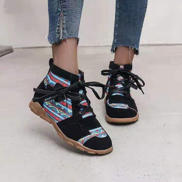 Ethnic Style Large Size Zipper Round Head Platform