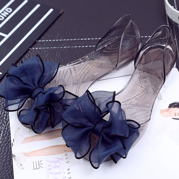 Women's Bowknot Transparent Flat Sandals