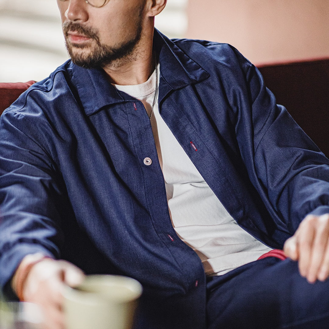 Retro Cowboy-skjorte til mænd i imitation Tencel-denim