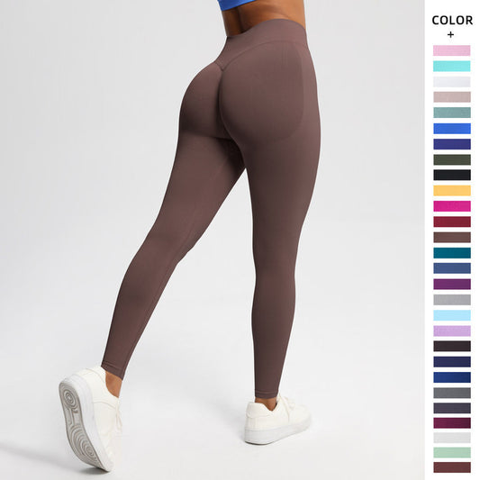Seamless Solid-color Three-panel High-waist Yoga Wear That Lifts And Sculpts The Hips