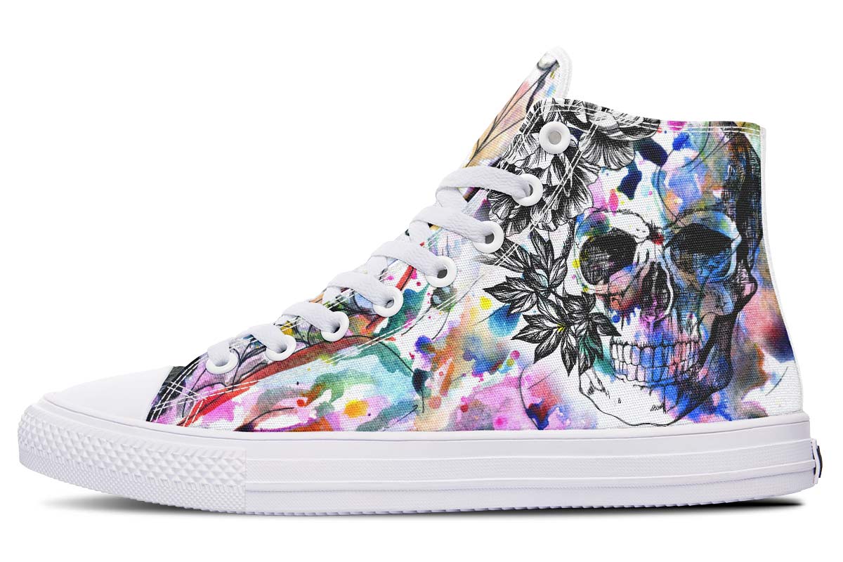 Men's And Women's Fashion Color Printing High-top Canvas Shoes