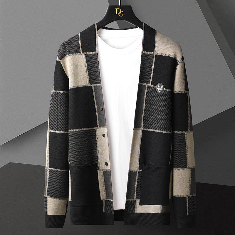 Herre Fritidsjakke Sjal Sweater Langærmet Strikket Cardigan