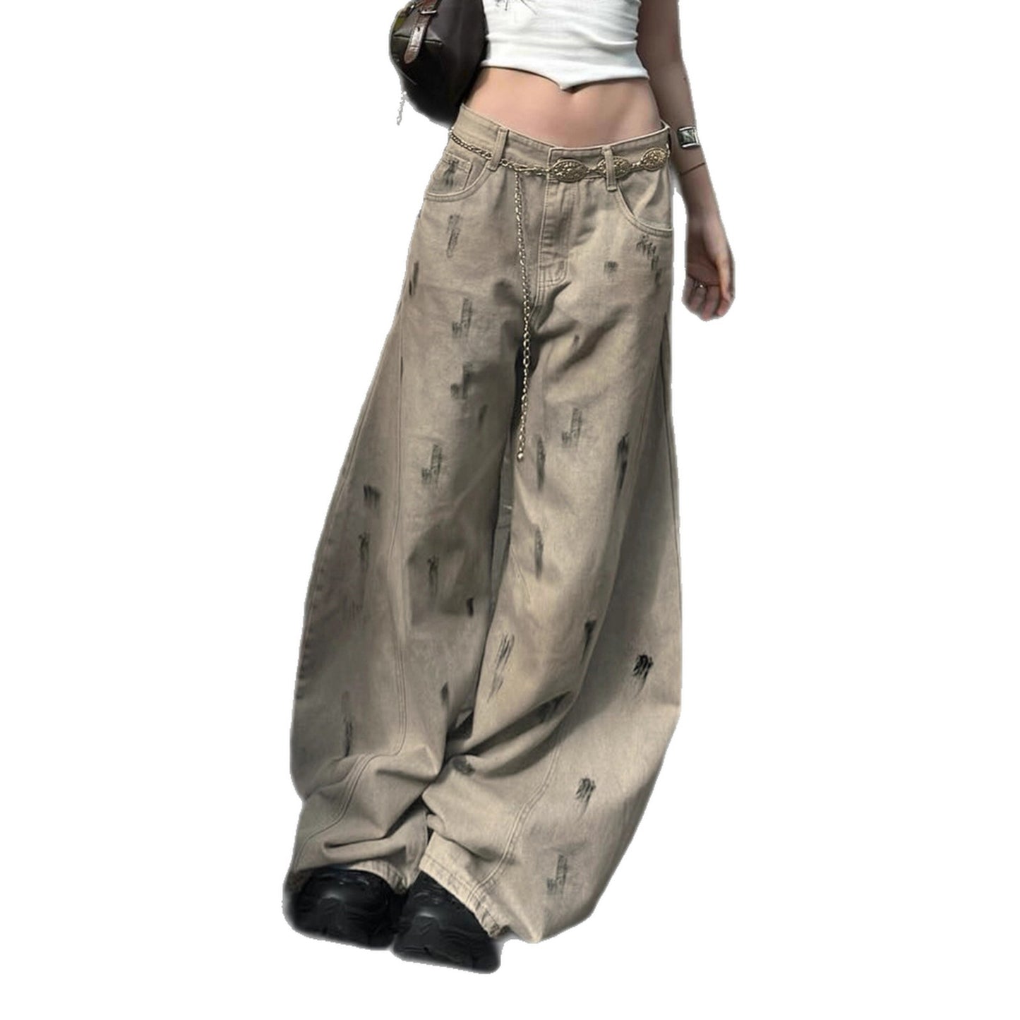 Street-style Feng Shui-washed Vintage Loose Casual Pants