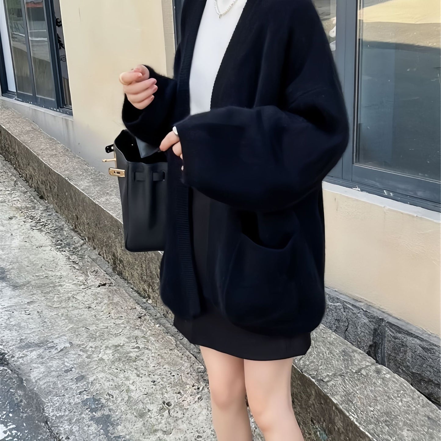 Design Pocket Knitted Cardigan Top Women's Sweater