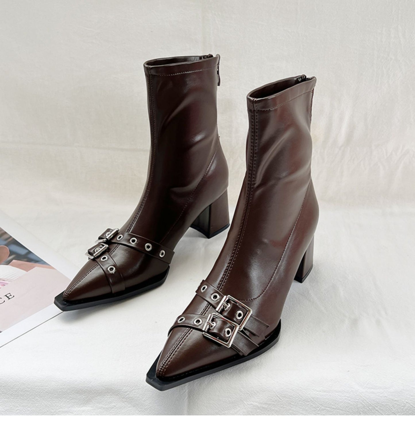 Retro Belt Buckle Stretch Thin Boots British Style Martin Boots