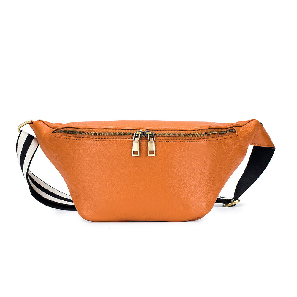 Genuine Leather Messenger Bag Waist Bag Large Capacity First Layer Cowhide Simple Casual Shoulder Bag For Women