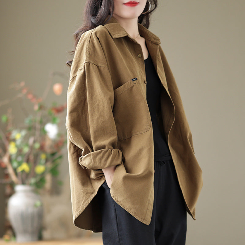 Womens Casual Loose-fitting Long-sleeve Blouse