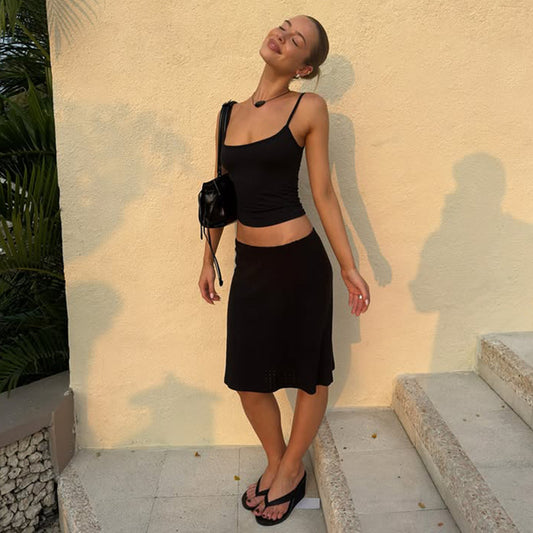 Casual Versatile And Sexy Camisole And Skirt Set