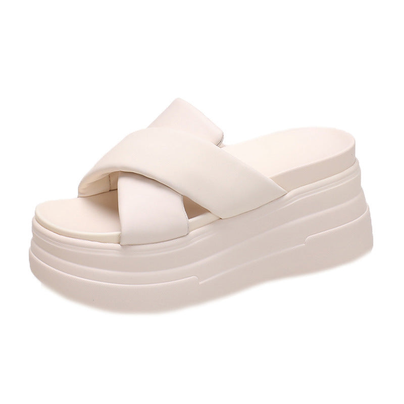 Sandaler til kvinder med tyk sål og rund tå til sommer