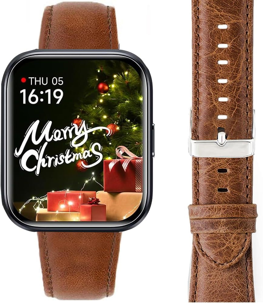 ID208 plus Smart Watch Bands, Leather Silicone Breathable Replacement Smartwatch Strap Wristband Compatible for Quican, Aeac, WMK ID208 plus 1.8 Inches Smart Watch (Brown)