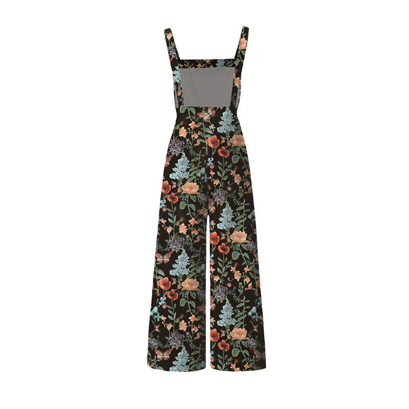 Selerbukser til kvinder med blomsterprint og knapper
