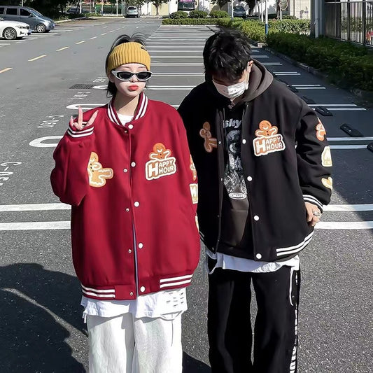 Plus Size Baseball Uniform Polyester Loose Jacket