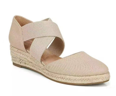 Hemp Rope Slope Heel Buckle Female Sandals