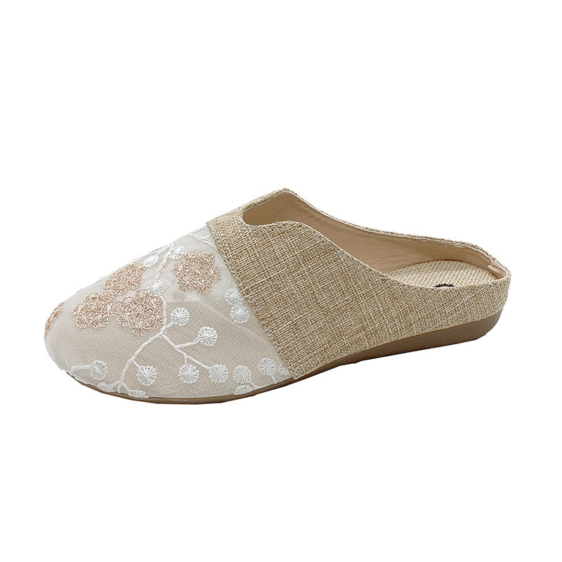Toe Box For Outdoors Low Heel Flat Slip-on Lofter Hollow Sandals