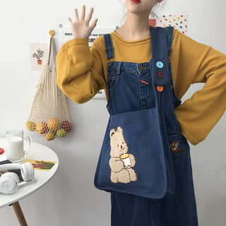 Cute Little Bear Embroidered Crossbody Sail Bag Girl
