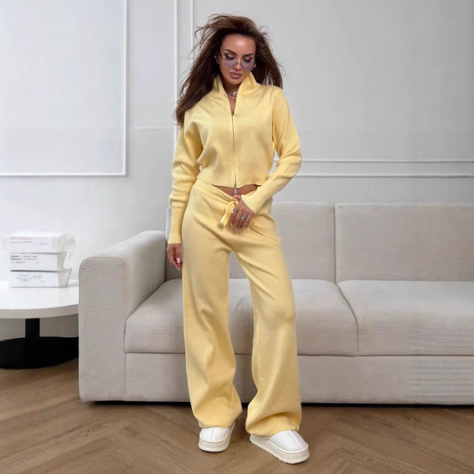 Temperament Commute Zipper Knitting Suit