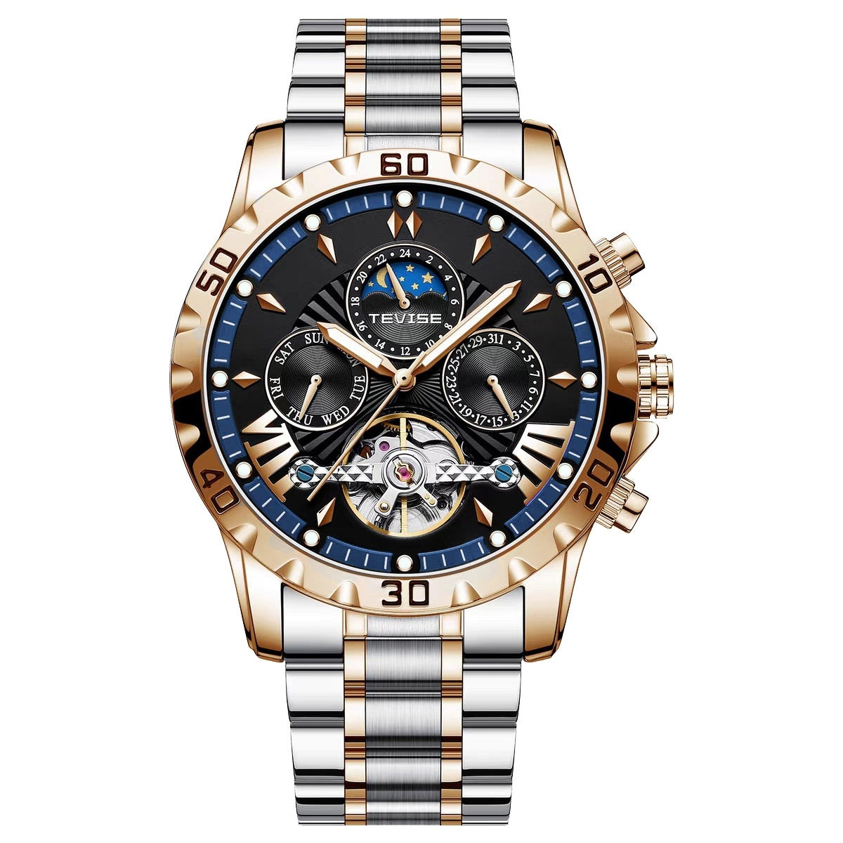 Fashion Business Men's Waterproof Tourbillon Steel Belt Mechanical Watch