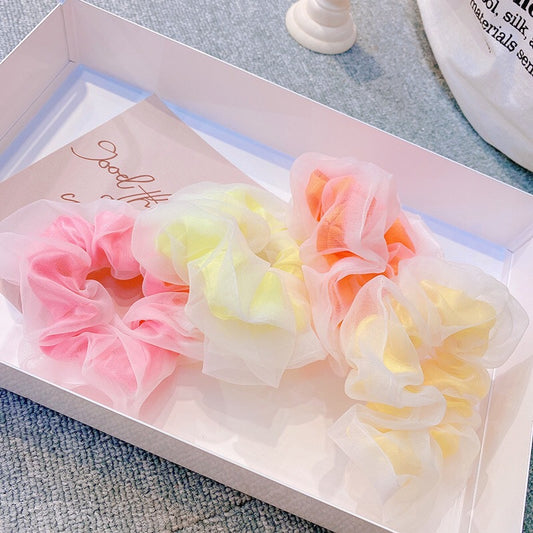 Fluorescent Double Layer Chiffon Organza Colon Hair Tie