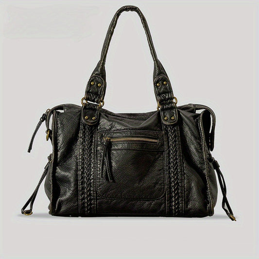Women's French Retro Motorcycle Bag Shoulder Messenger Bag