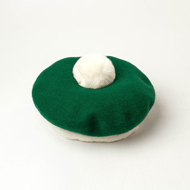 Cute Warm Bud Hat With Hair Ball
