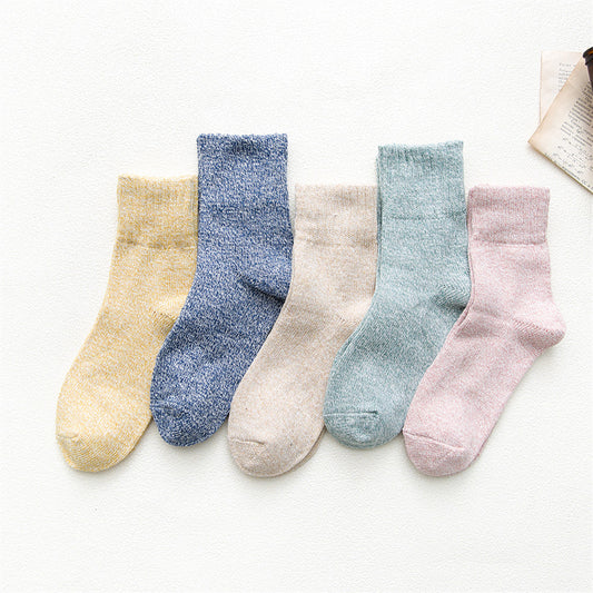 Autumn And Winter Thickened Keep Warm Pure Color Parallel Women's Socks
