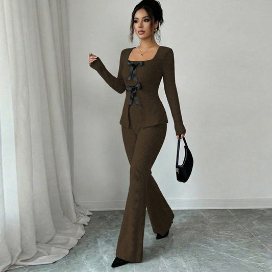 Women's Fashion Long-Sleeve Casual Pants Suit