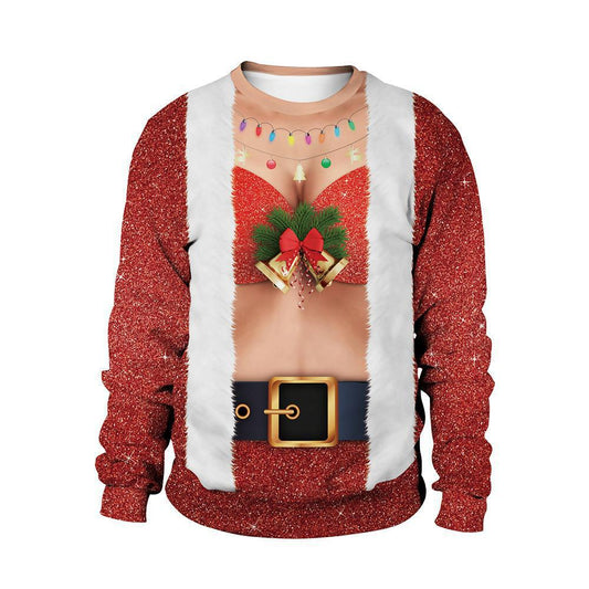 Julebeklædning Mænd og Kvinder Trykt Rundhalset Sweater