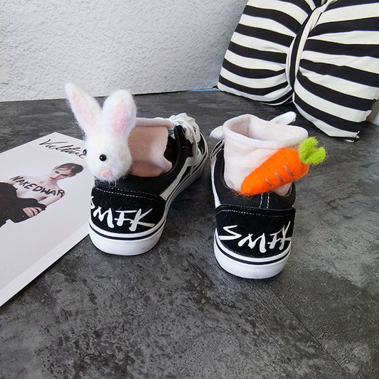 Personalized Rabbit Carrot Asymmetric Wool Felt Socks