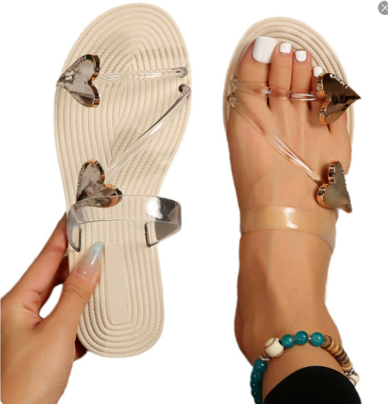 Sandaler Mode Metal Hjertepynt