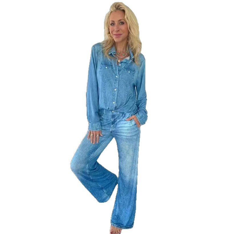 New Stylish Casual Womens Denim Two-piece Set