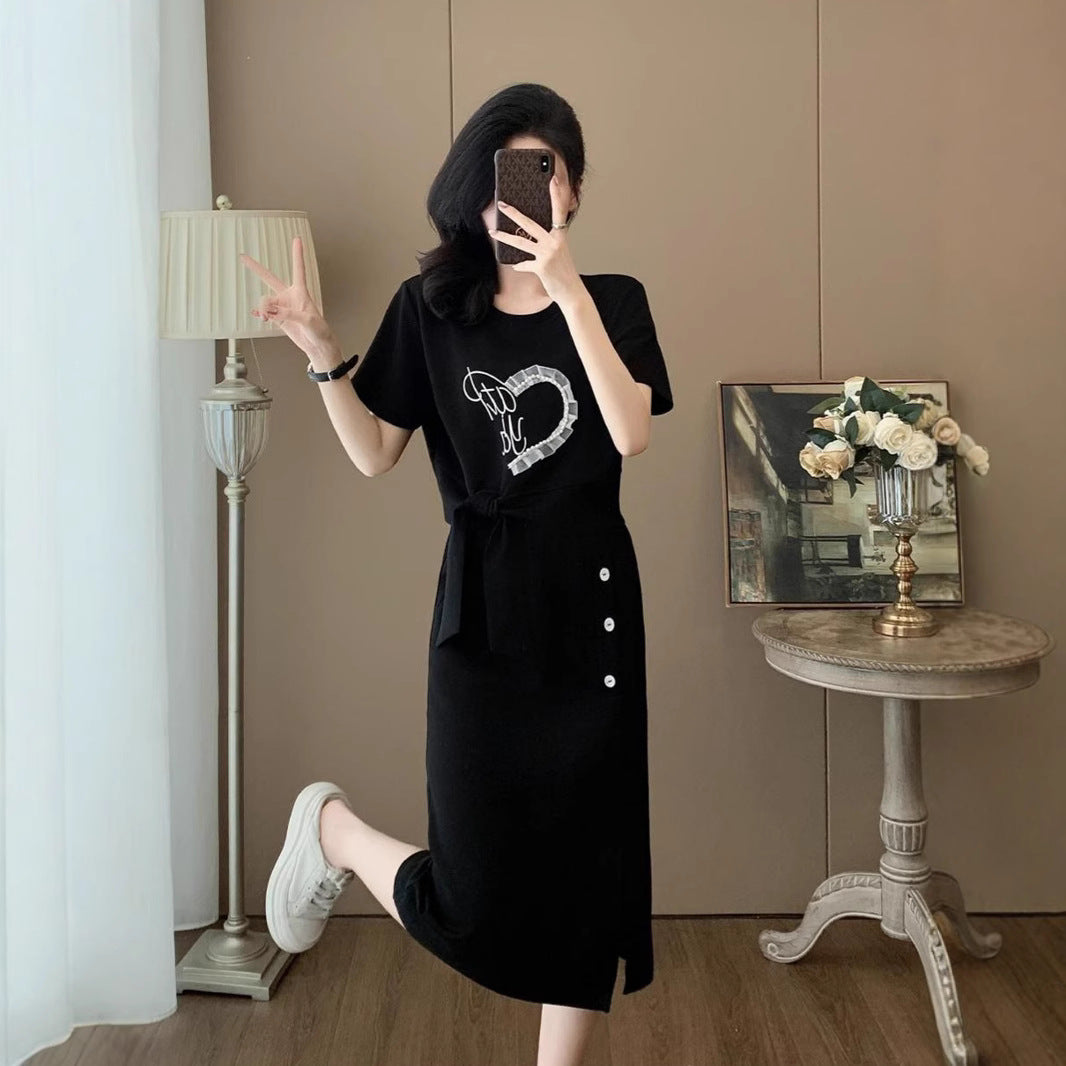 Women's Niche Design Sense Short Sleeve Skirt Two-piece Set
