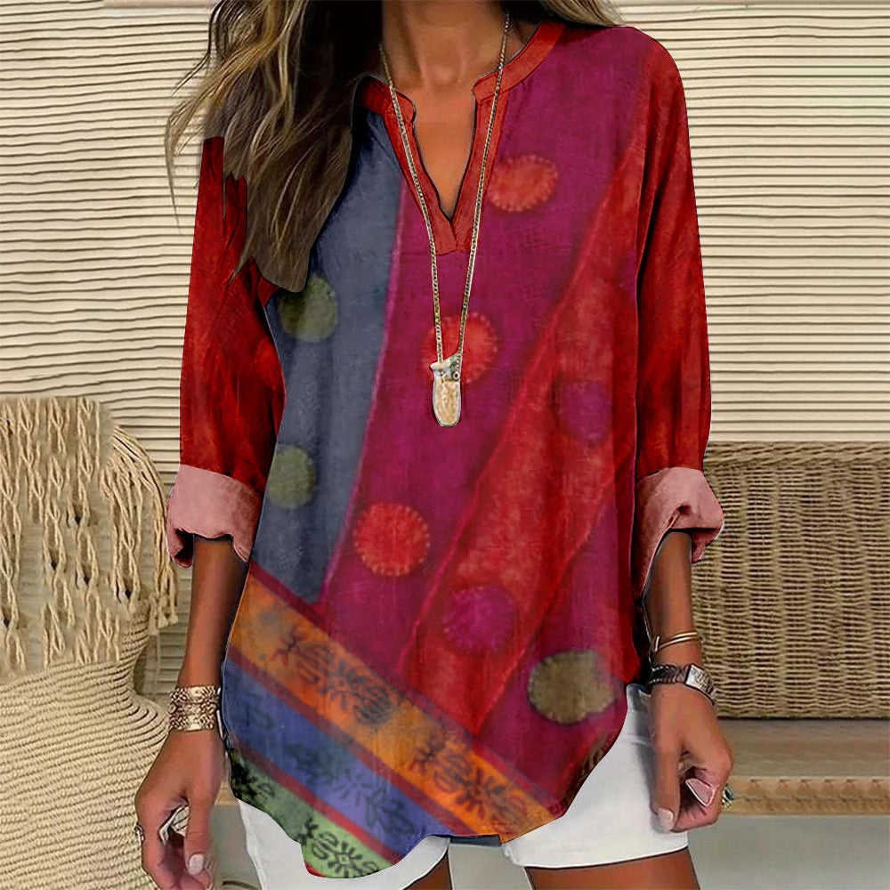 Womens Fashion Long-sleeve 3D Digital Shirt