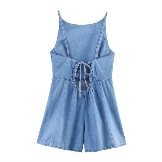 New Summer Off-the-shoulder Denim Jumpsuit