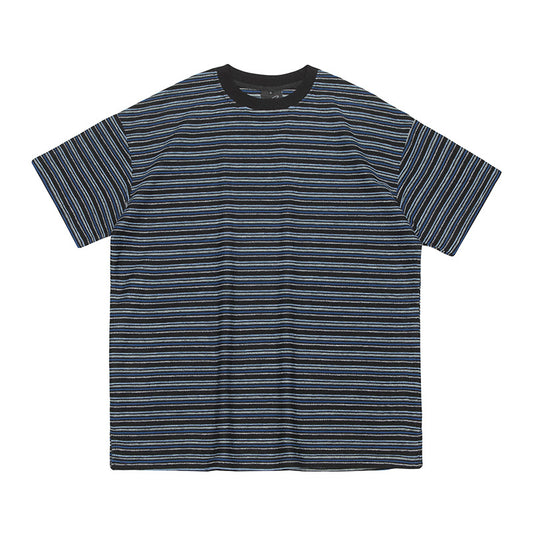 Loose Striped Solid Color Couple Short Sleeve