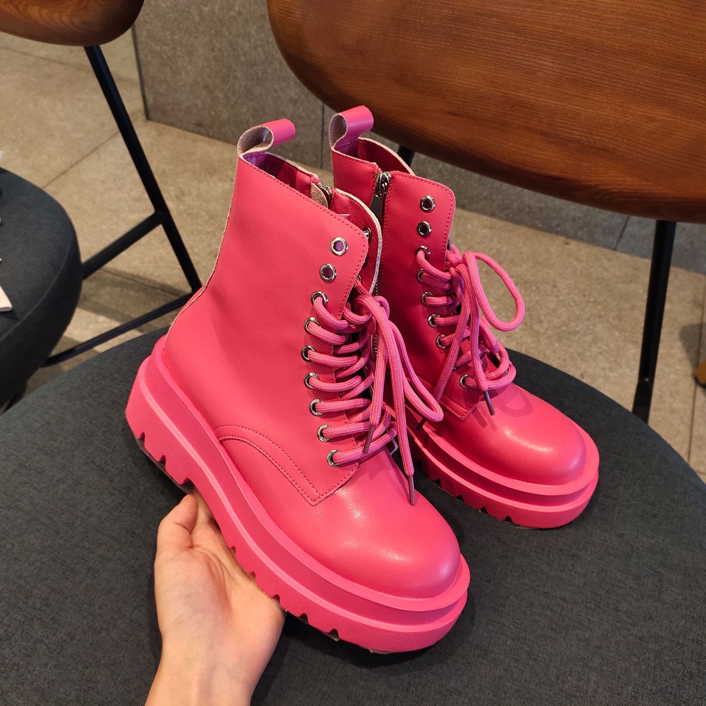 British Style Women's Leather Thick-soled Increased All-match Women's Boots