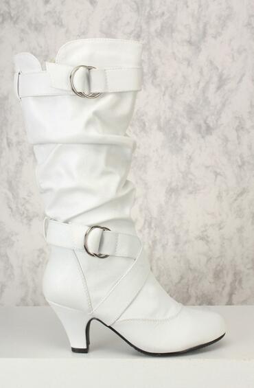 Factory Foreign Trade Women's Boots Buckle With Middle Heel Wine Glass Heel