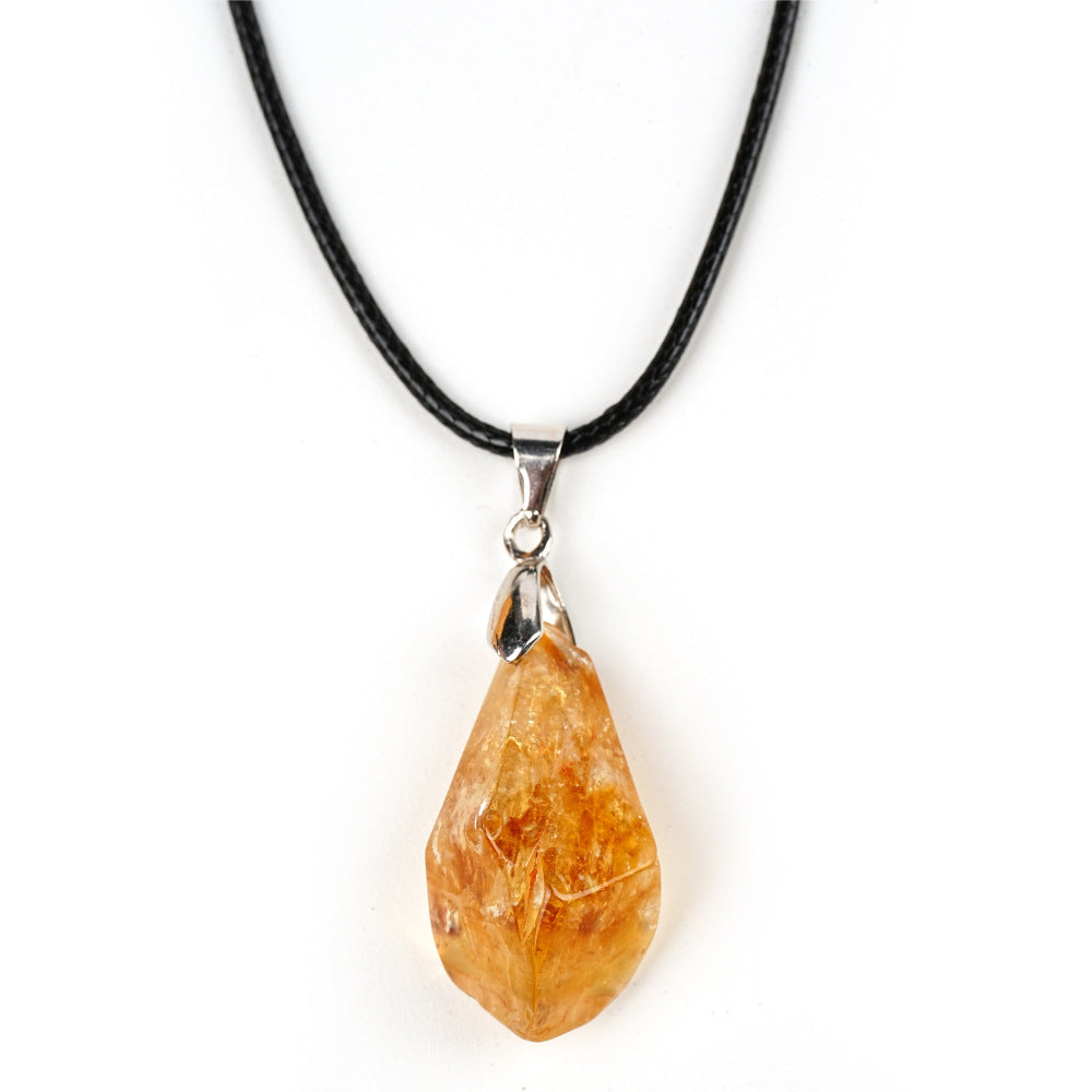 Natural Citrine Cluster Pendant Irregular Raw Stone Necklace