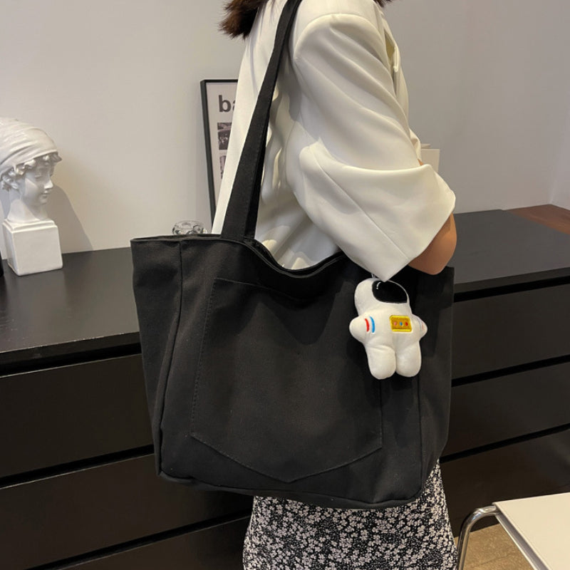 Japanese Lazy Style Solid Color Casual Large Capacity Shoulder Bag